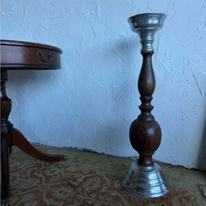 Elegant Silver and Brown Candle Holder